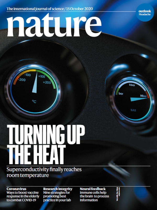 图1 Nature封面：室温超导材料<sup>[5]</sup>
