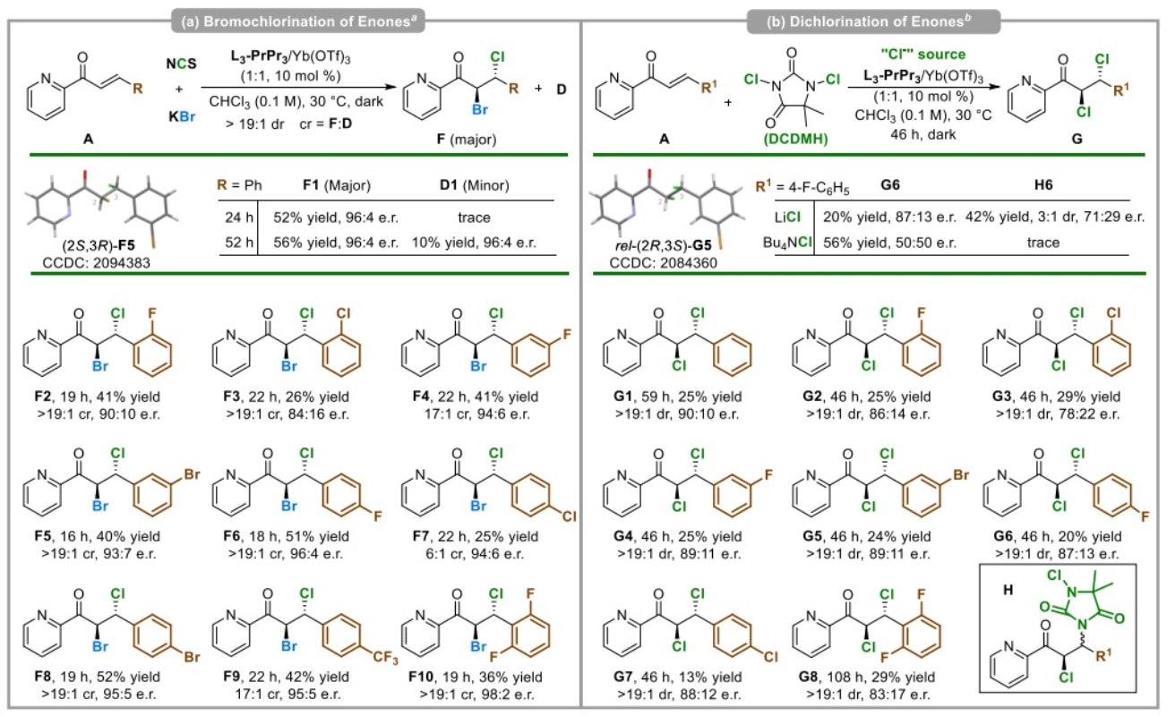 图3：Cl/Cl和Br/Cl二卤化反应实例<sup>1</sup>