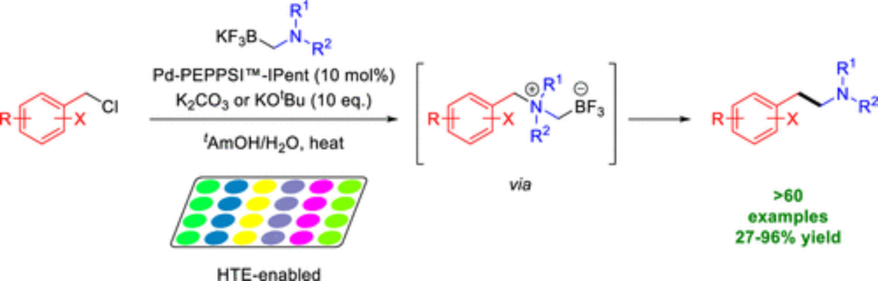 图1  C(sp3)–C(sp3)交叉偶联合成芳基乙胺化合物<sup> [1]<sup>