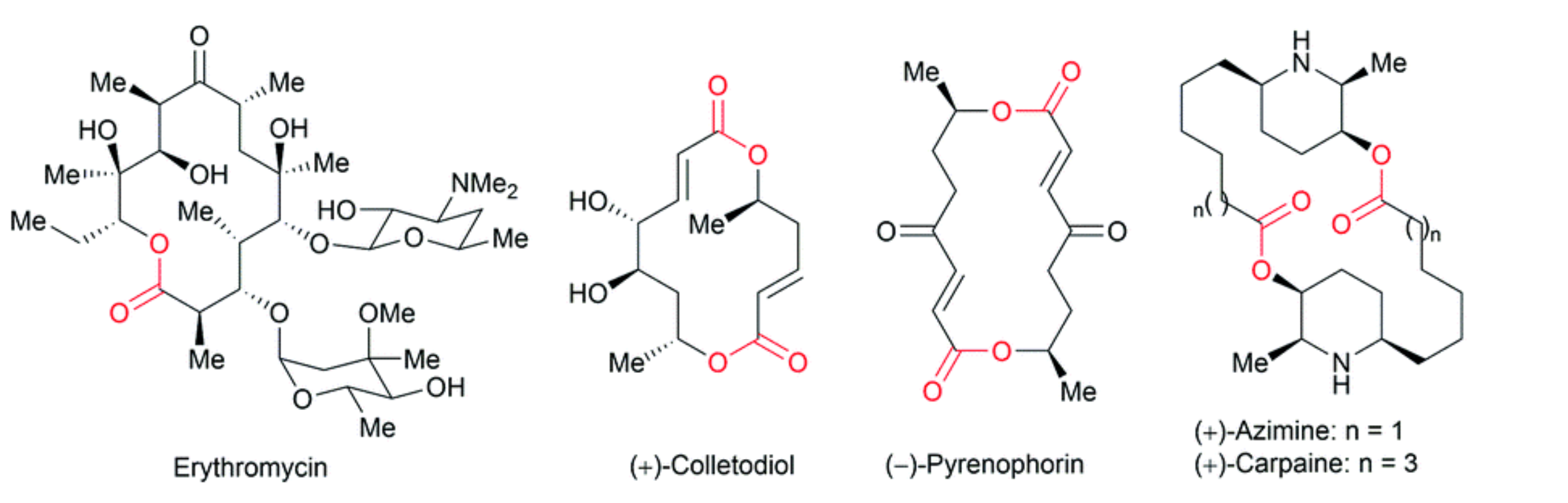 图1 具有手性大内酯单元的药物和天然产物