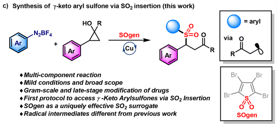 图1 二氧化硫插入法合成γ-酮砜类化合物<sup>[1]</sup>