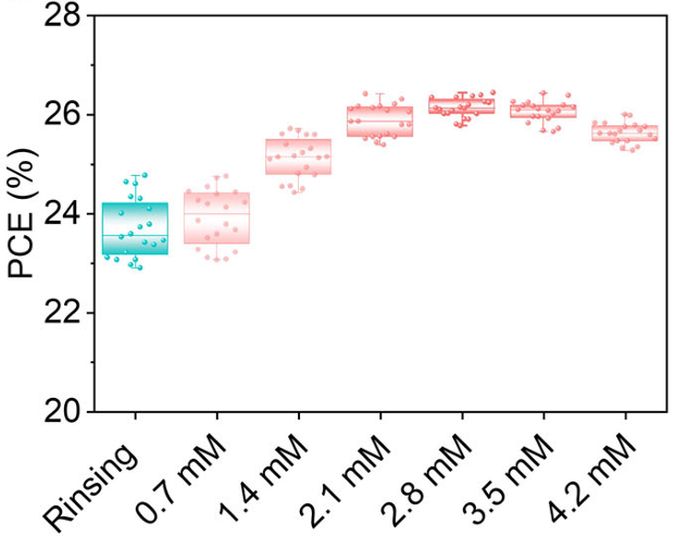 图4 基于Bz-PhpPACz的IPSCs的PCE统计分布（箱线图）(1)